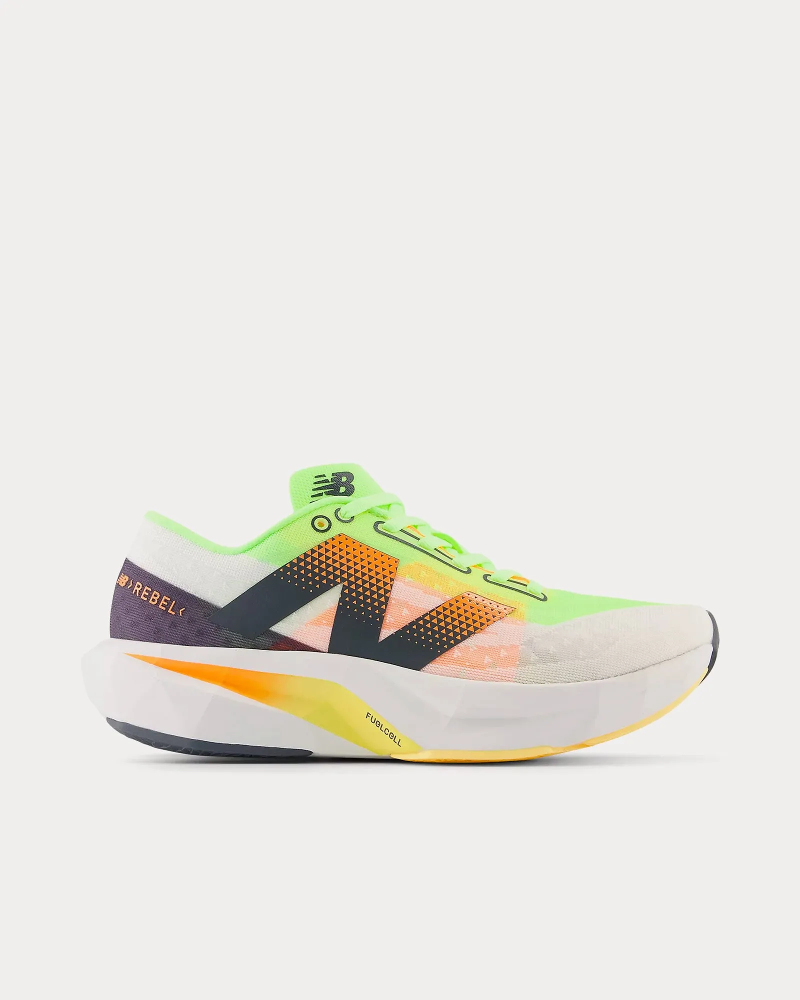 FuelCell Rebel v4 White / Bleached Lime Glo / Hot Mango Running Shoes