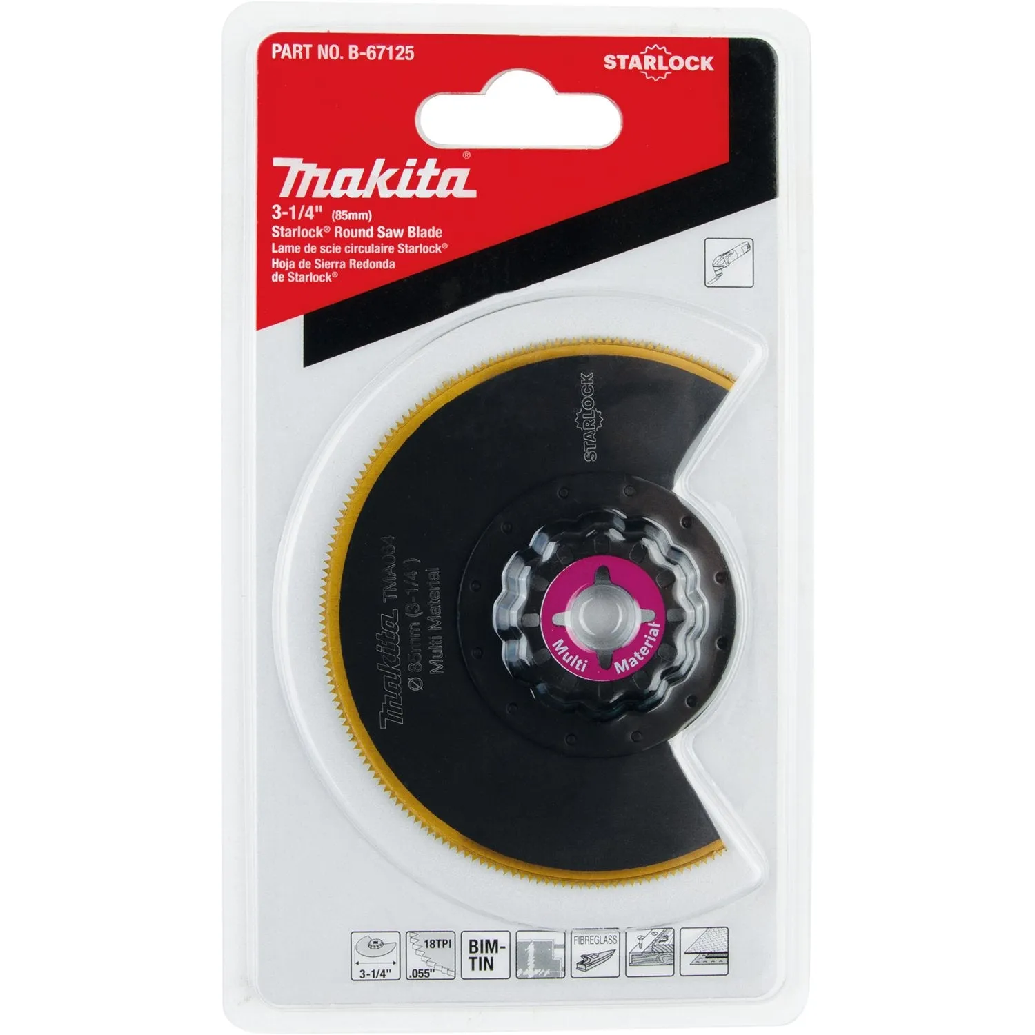 Makita (B-67125) Starlock® Oscillating Multi-Tool 3-1/4" Bi-Metal Round Segmented Saw Blade with Titanium Tooth Coating