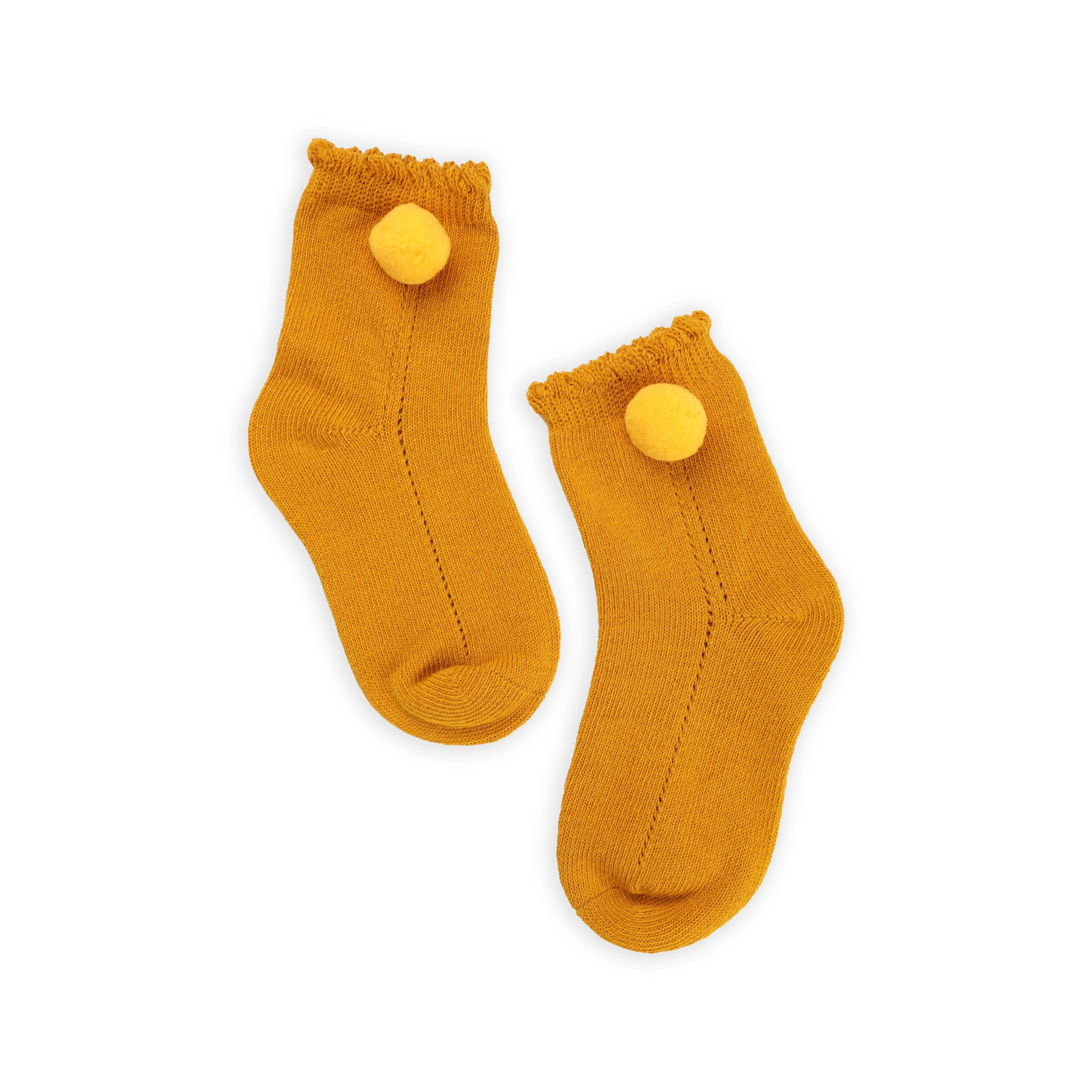 Red & Yellow Pom Pom Socks Pack Of 2