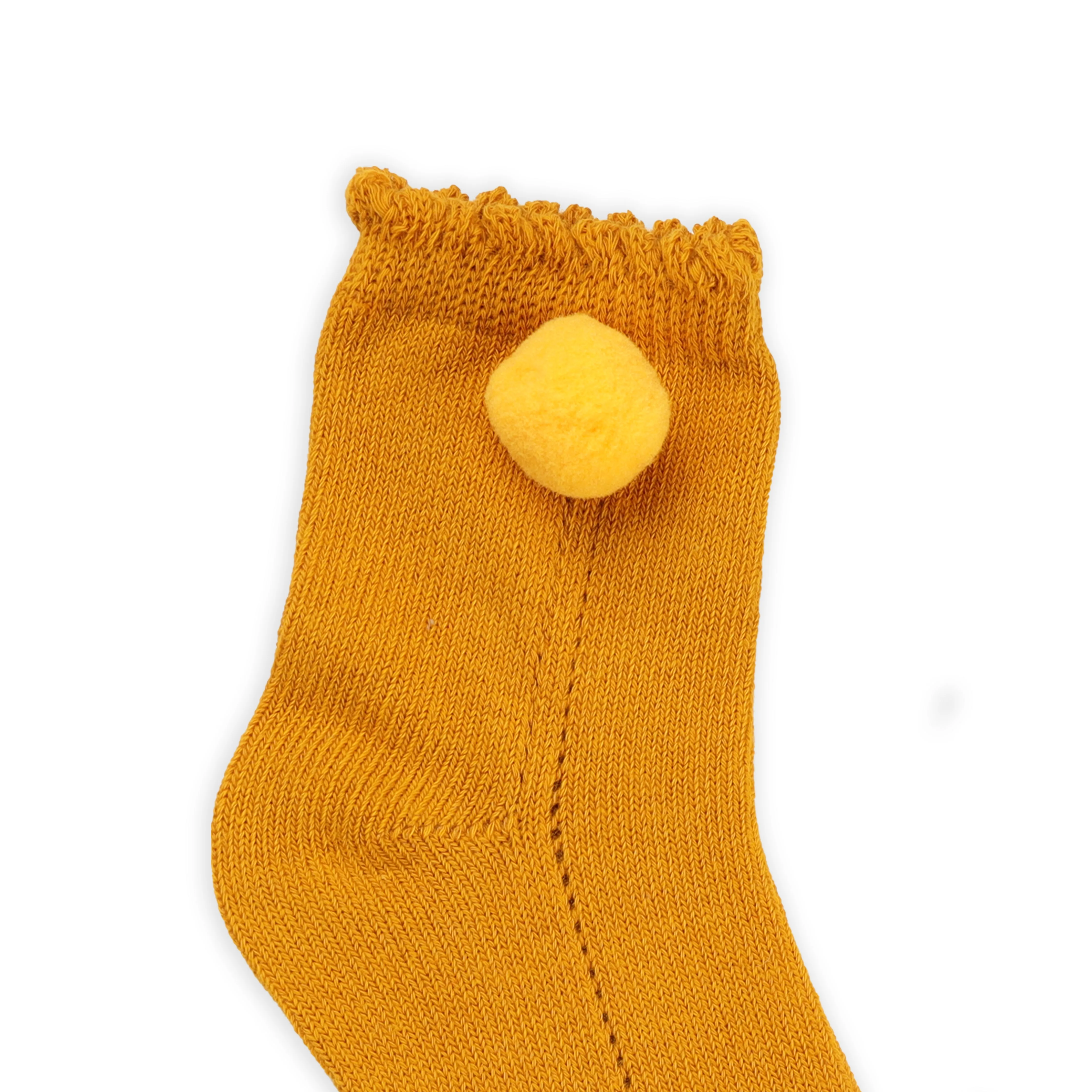Red & Yellow Pom Pom Socks Pack Of 2
